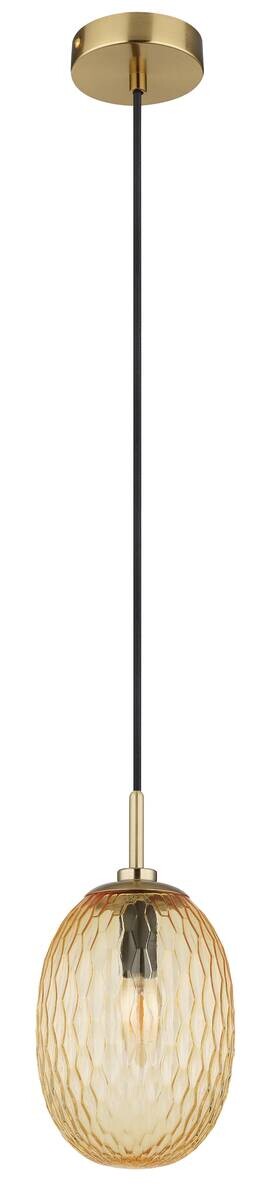 GLOBO Pendelleuchte amber gold schwarz Textil Glas Metall H/D: ca. 120x15 cm E14 1 Brennstellen