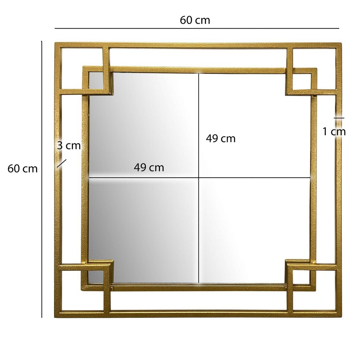 Wohnling Wandspiegel gold Metall B/H/T: ca. 60x60x3 cm