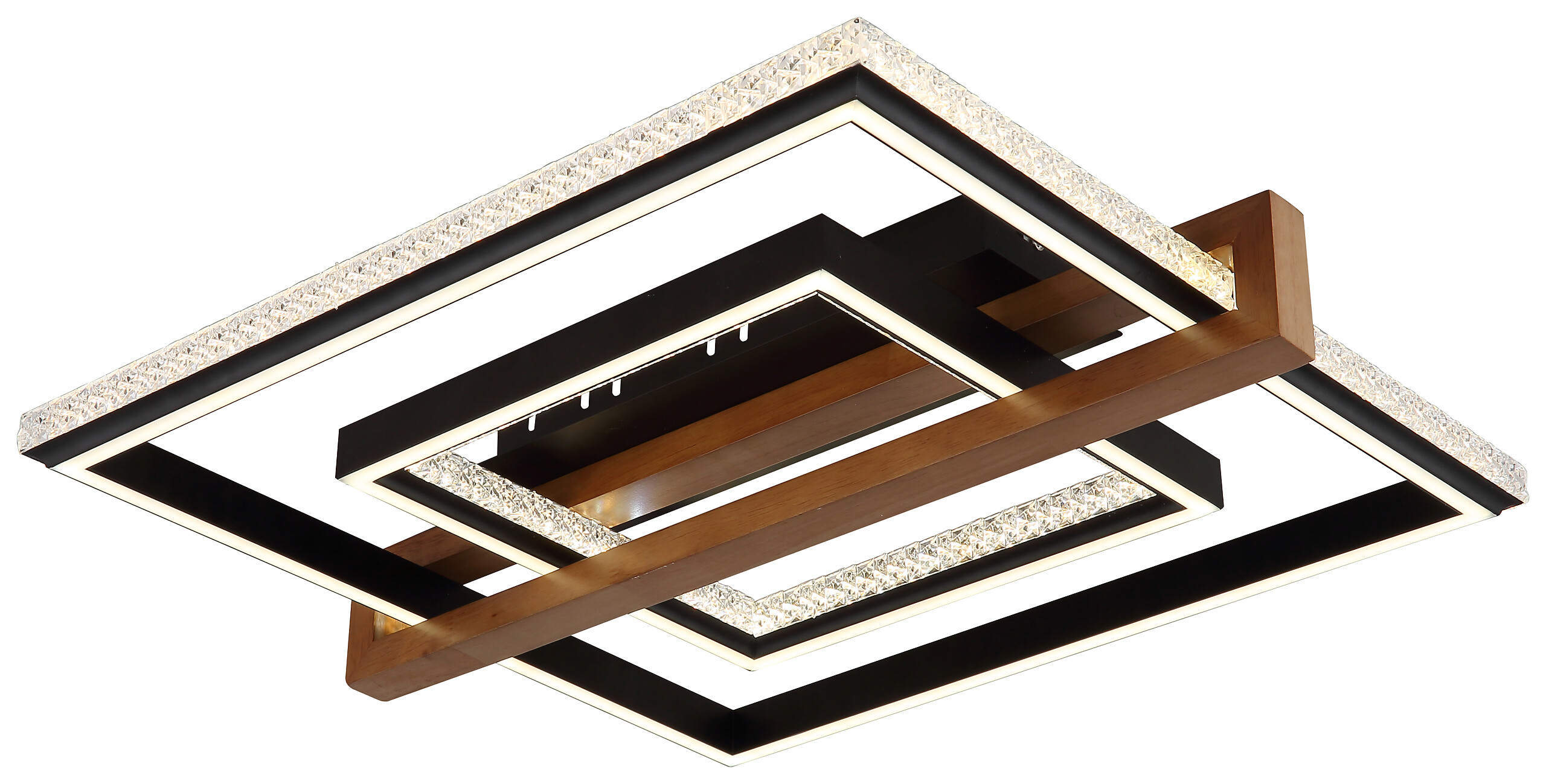 GLOBO LED-Deckenleuchte Opal dunkelbraun mattschwarz Holz Metall Kunststoff B/H/L: ca. 55x11,5x50 cm 1 Brennstellen