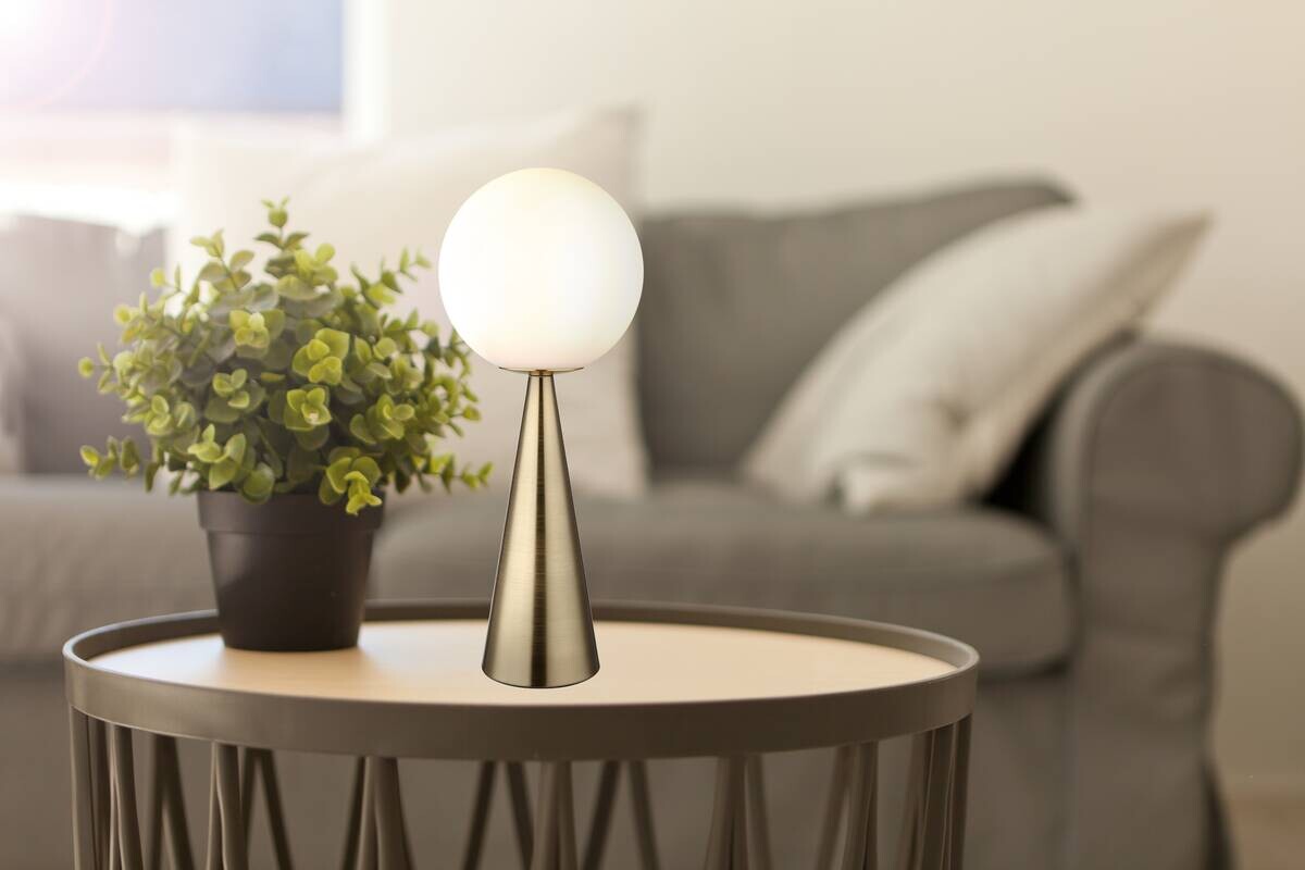 GLOBO Tischleuchte Pinpal 21031M messing Metall Glas H: ca. 50 cm E27 1 Brennstellen