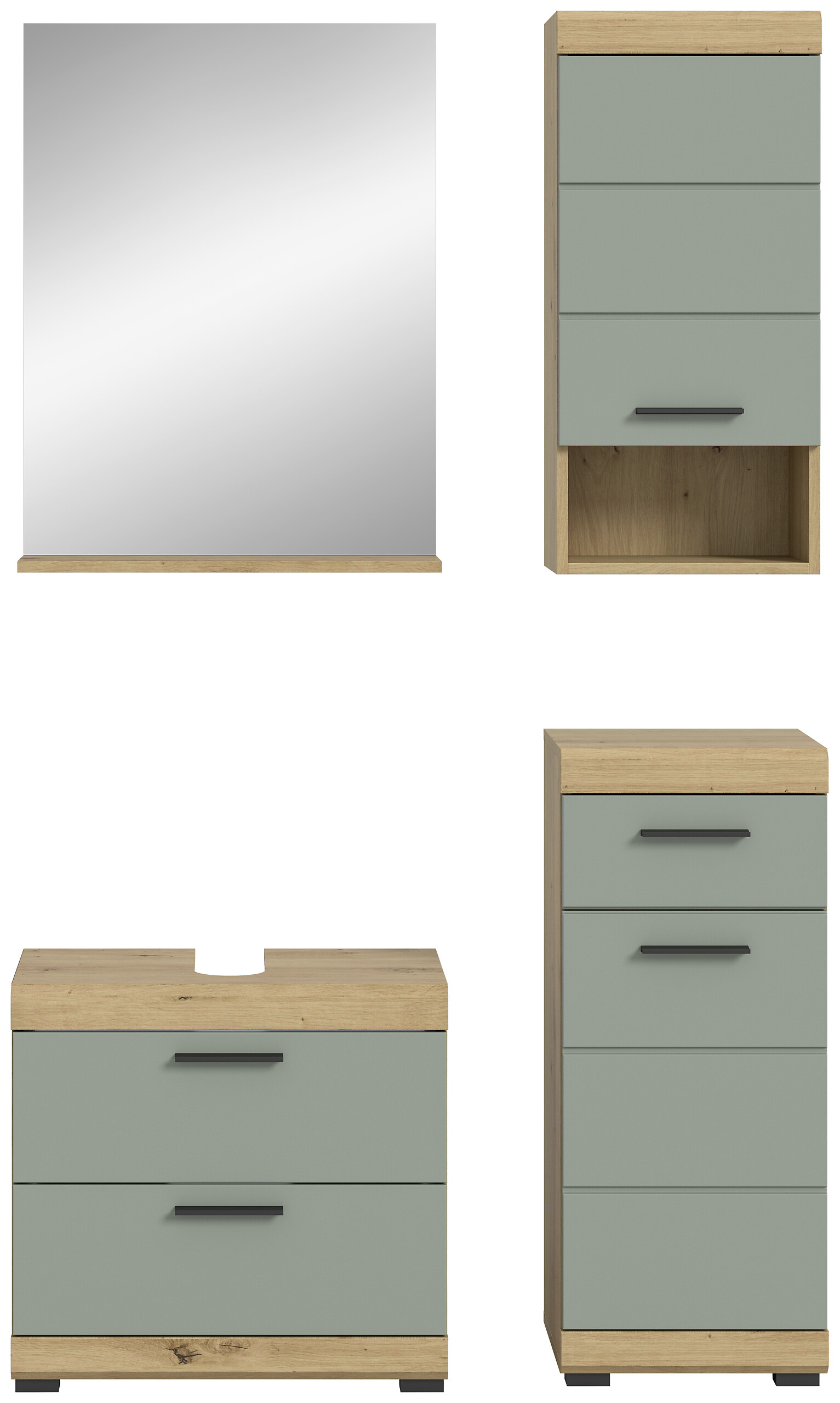 Badezimmer-Set Scout Eiche Artisan Nachbildung salbei Nachbildung B/H/T: ca. 112x191x37 cm