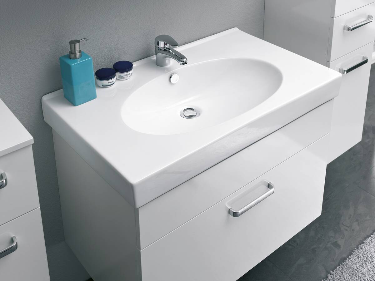 Waschbeckenunterschrank Quickset 312 weiß glanz B/H/T: ca. 80x58,5x48 cm