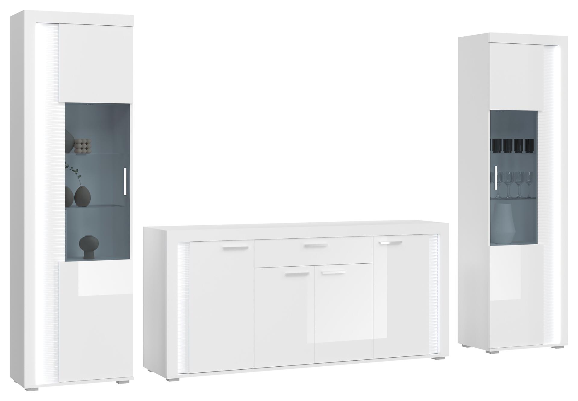 Standvitrine Skylight weiß weiß Hochglanz B/H/T: ca. 60x148x37 cm