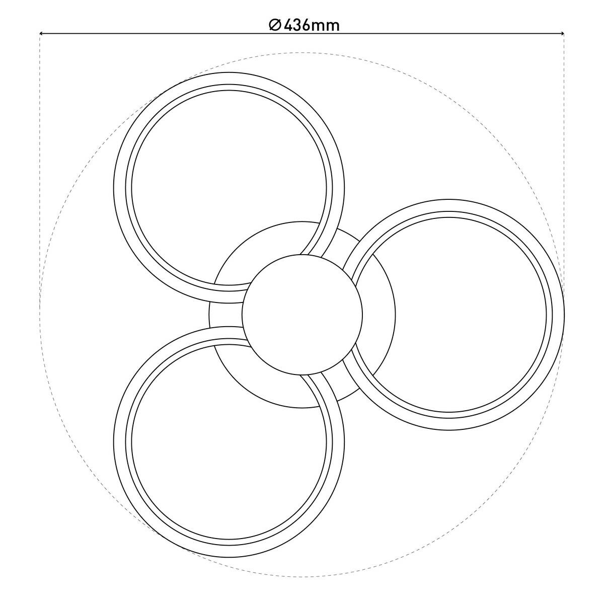 Näve Leuchten Deckenleuchte 1403822 Kunststoff Metall B/H/T: ca. 43,6x9x43,6 cm null 4 Brennstellen