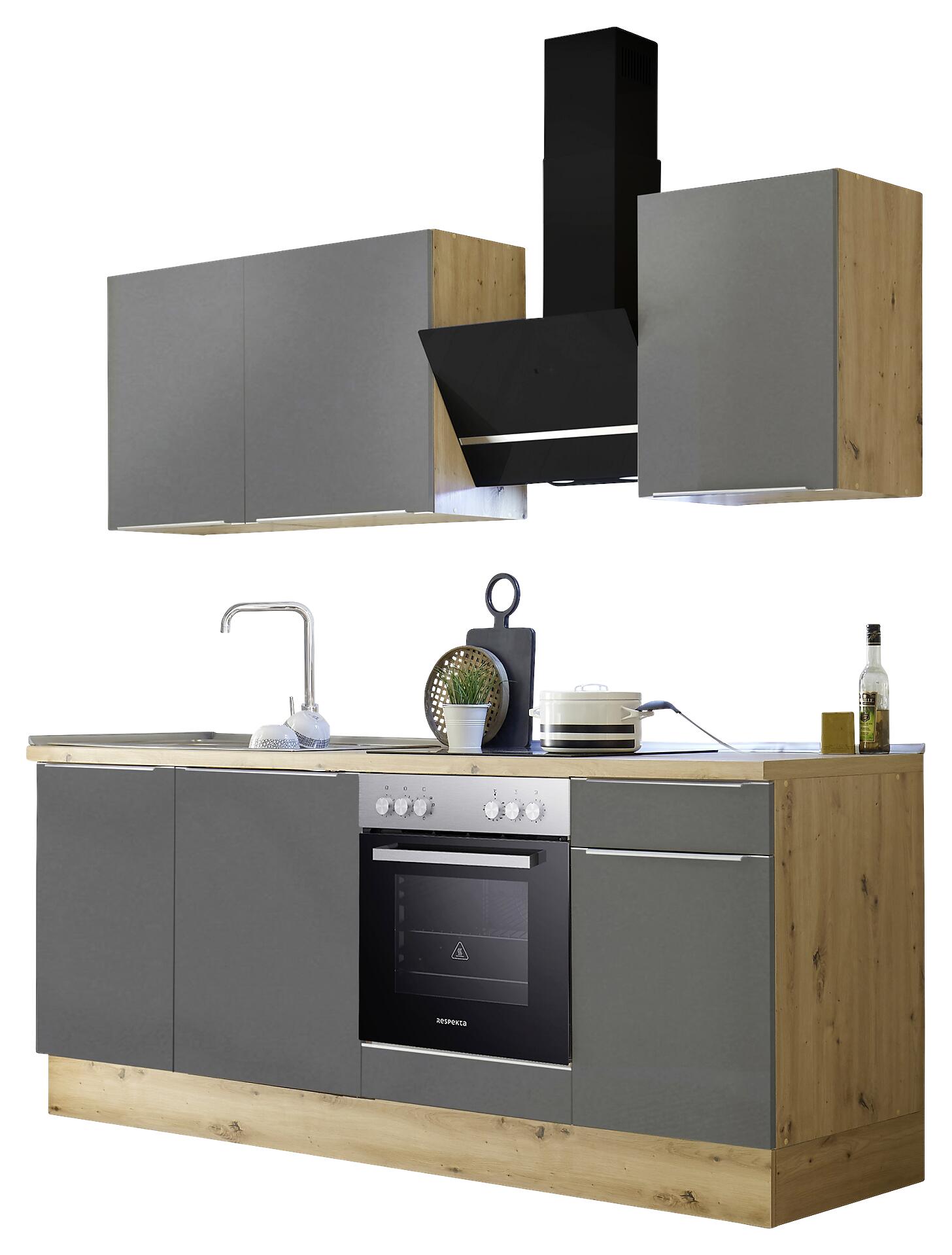 Respekta Küchenblock Marleen grau matt B/H/T: ca. 220x211x60 cm