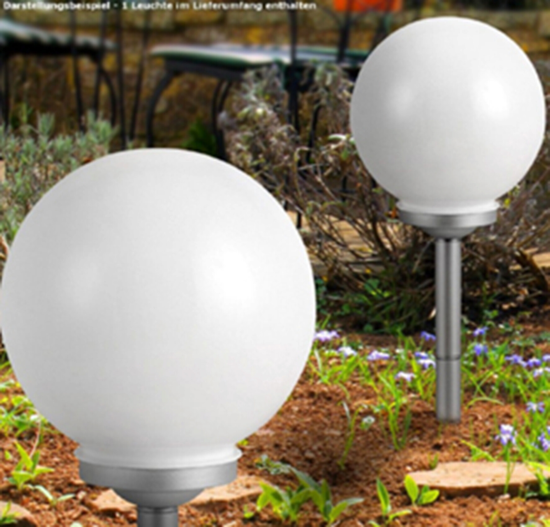 LED-Kugelerdspieß weiß Kunststoff D: ca. 15 cm