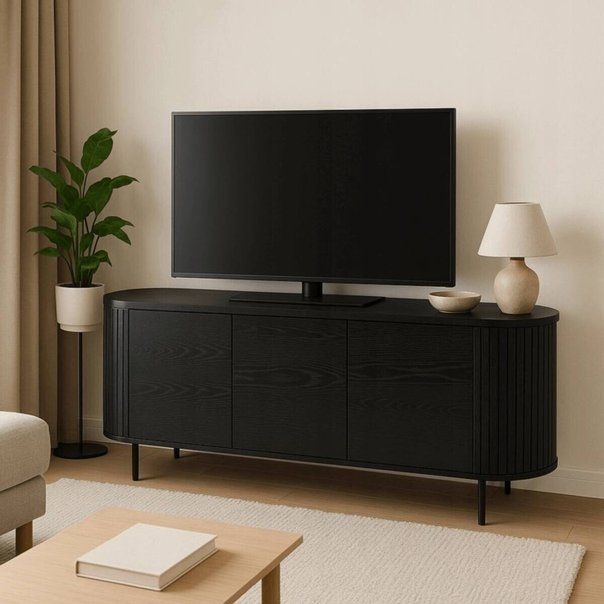 Kommode ALBERI schwarz B/H/T: ca. 160x76x40 cm