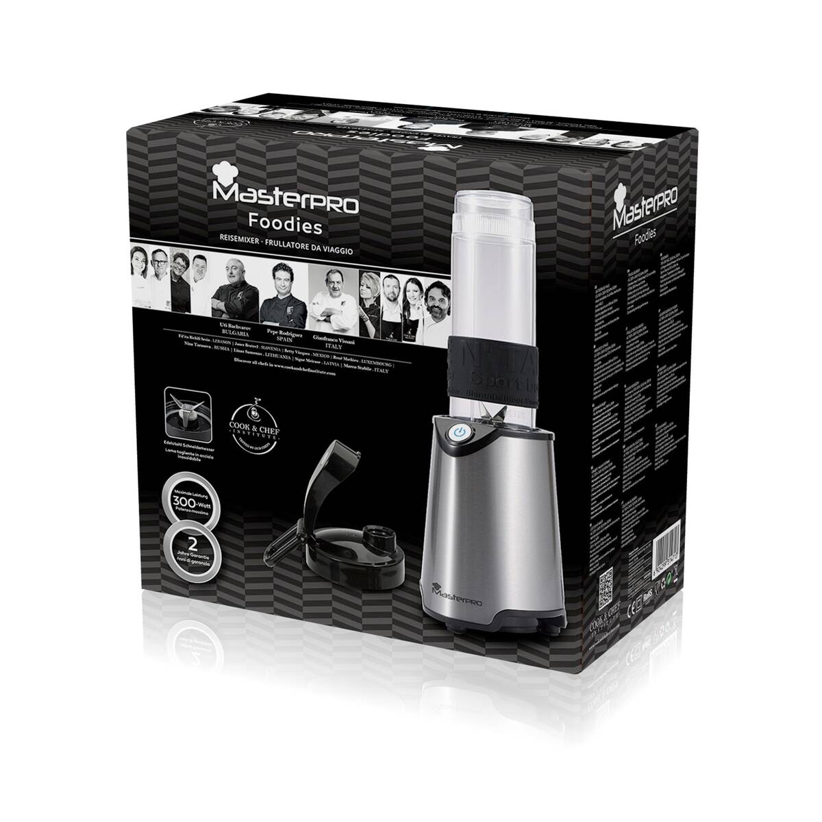 MASTERPRO Smoothie-Maker BGMP-9000 Foodies schwarz grau Edelstahl Kunststoff B/H/T: ca. 23x22,5x13 cm