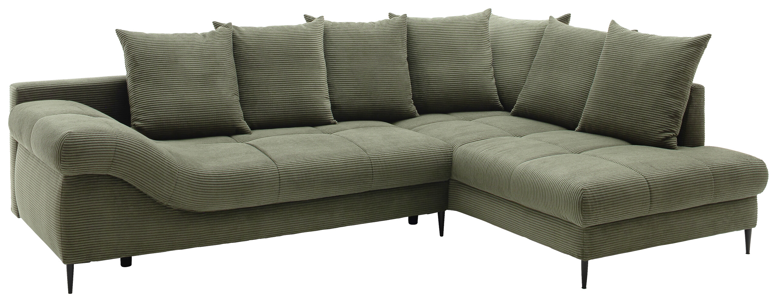 Ecksofa mit Bettfunktion und Bettkasten grün Microfaser B/H/T: ca. 299x92x205 cm