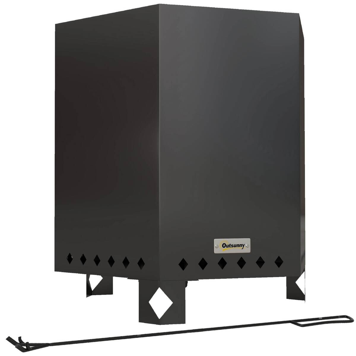 Outsunny Feuerschale schwarz Edelstahl B/H/L: ca. 38,8x46,5x45 cm