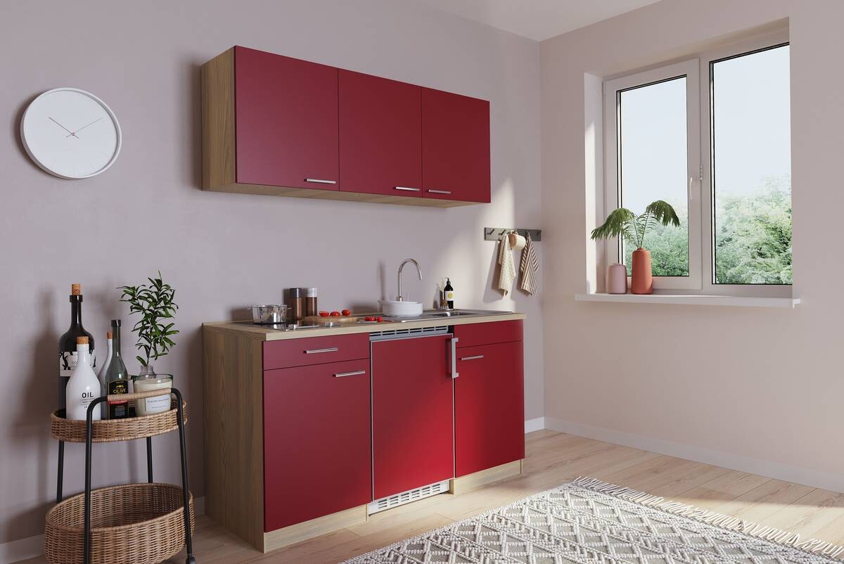 Respekta Singleküche Economy rot matt B/H/T: ca. 150x200x60 cm