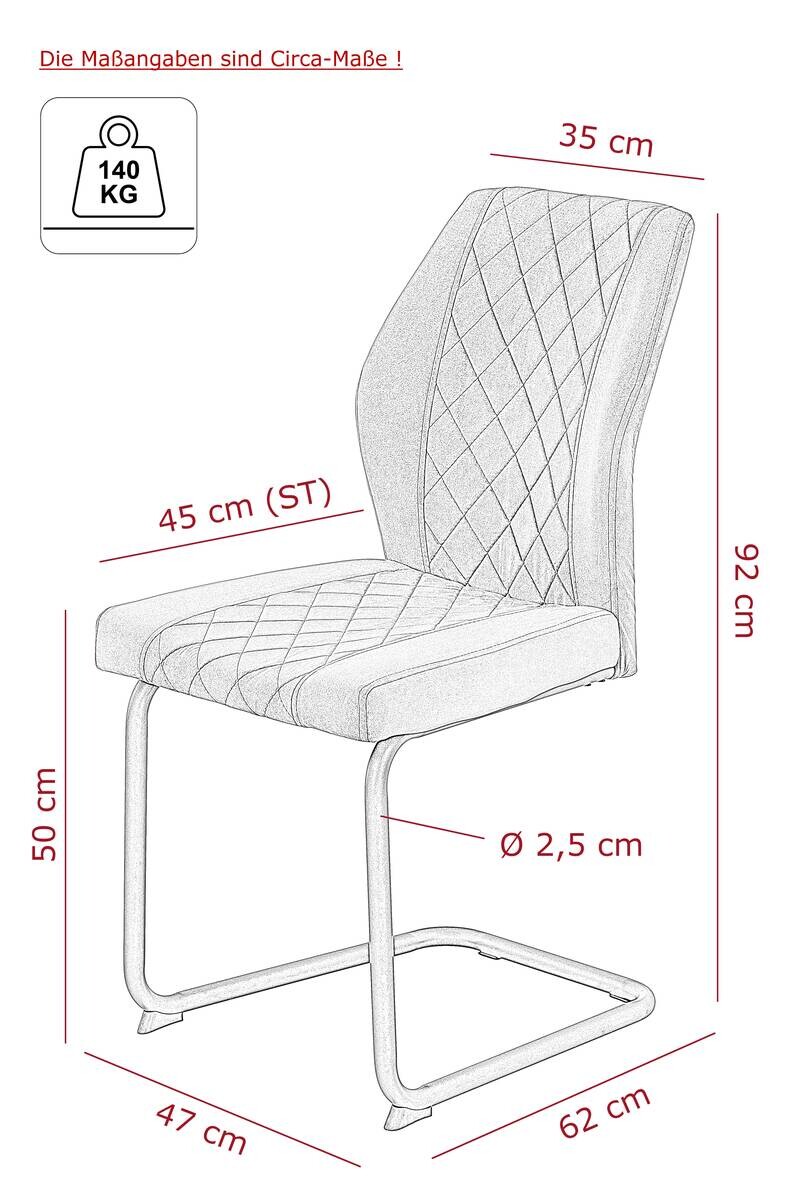Schwingstuhl Oslo, 4er-Set beige Microfaser B/H/T: ca. 45x92x60 cm