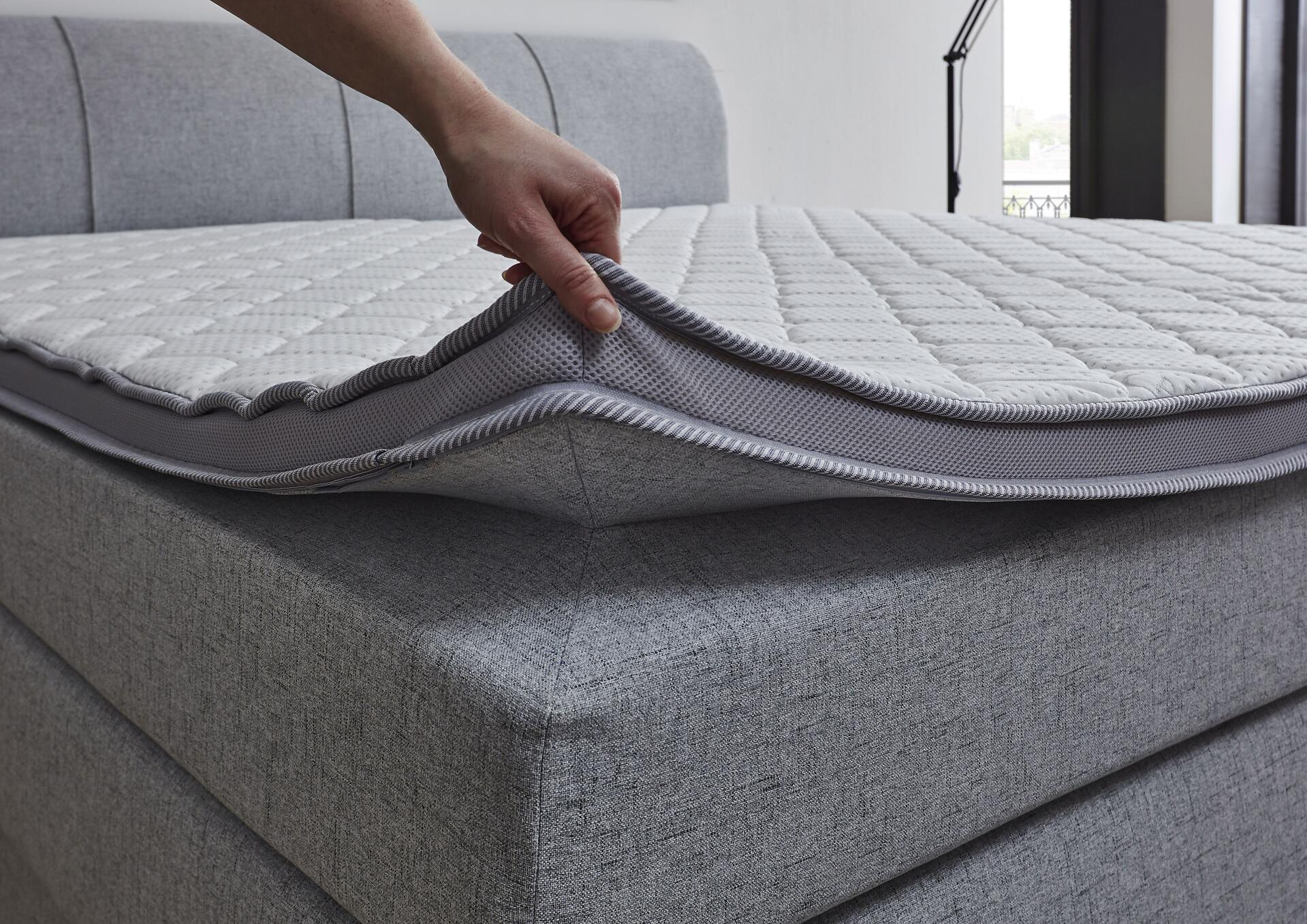 Boxspringbett Fire Silbergrau Liegefläche B/L: ca. 200x200 cm