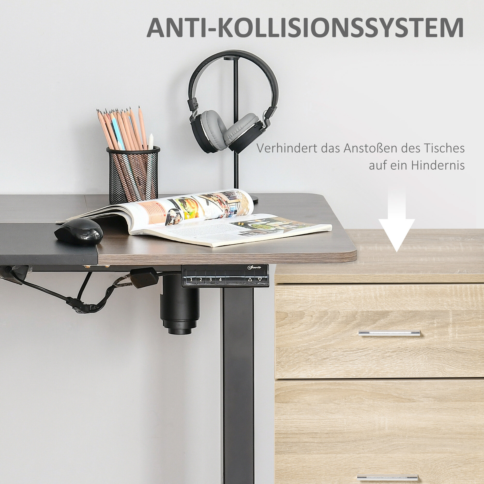 Schreibtisch 920-071V90BK natur Holz Nachbildung schwarz B/H/T: ca. 140x116x70 cm