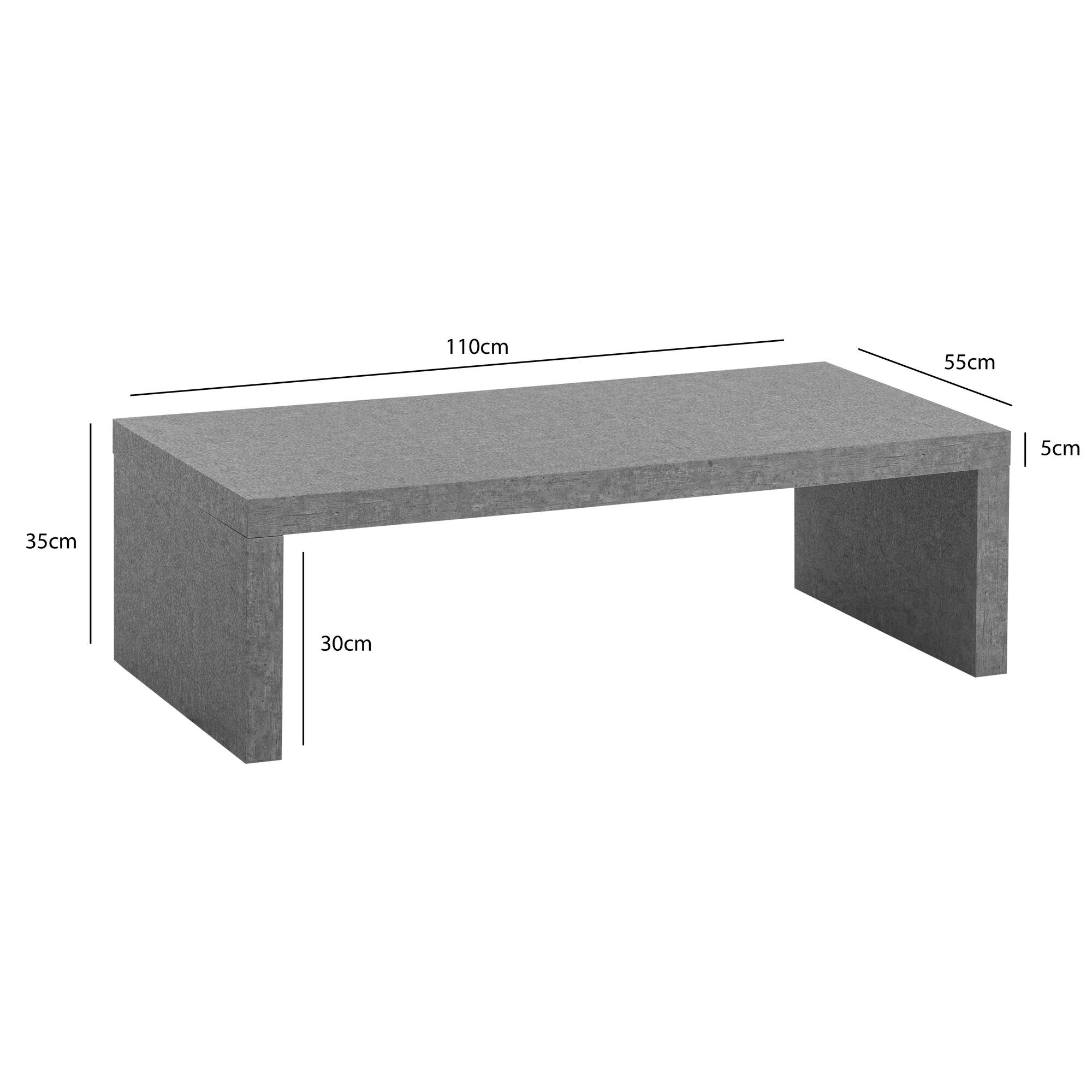 Wohnling Couchtisch Beton MDF B/H/T: ca. 110x35x55 cm