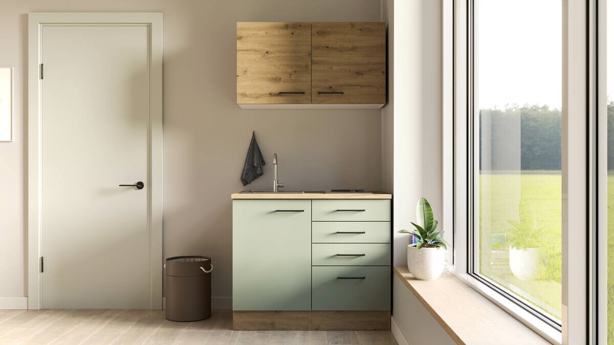 Küchenblock Cara grün B/H/T: ca. 100x200x60 cm