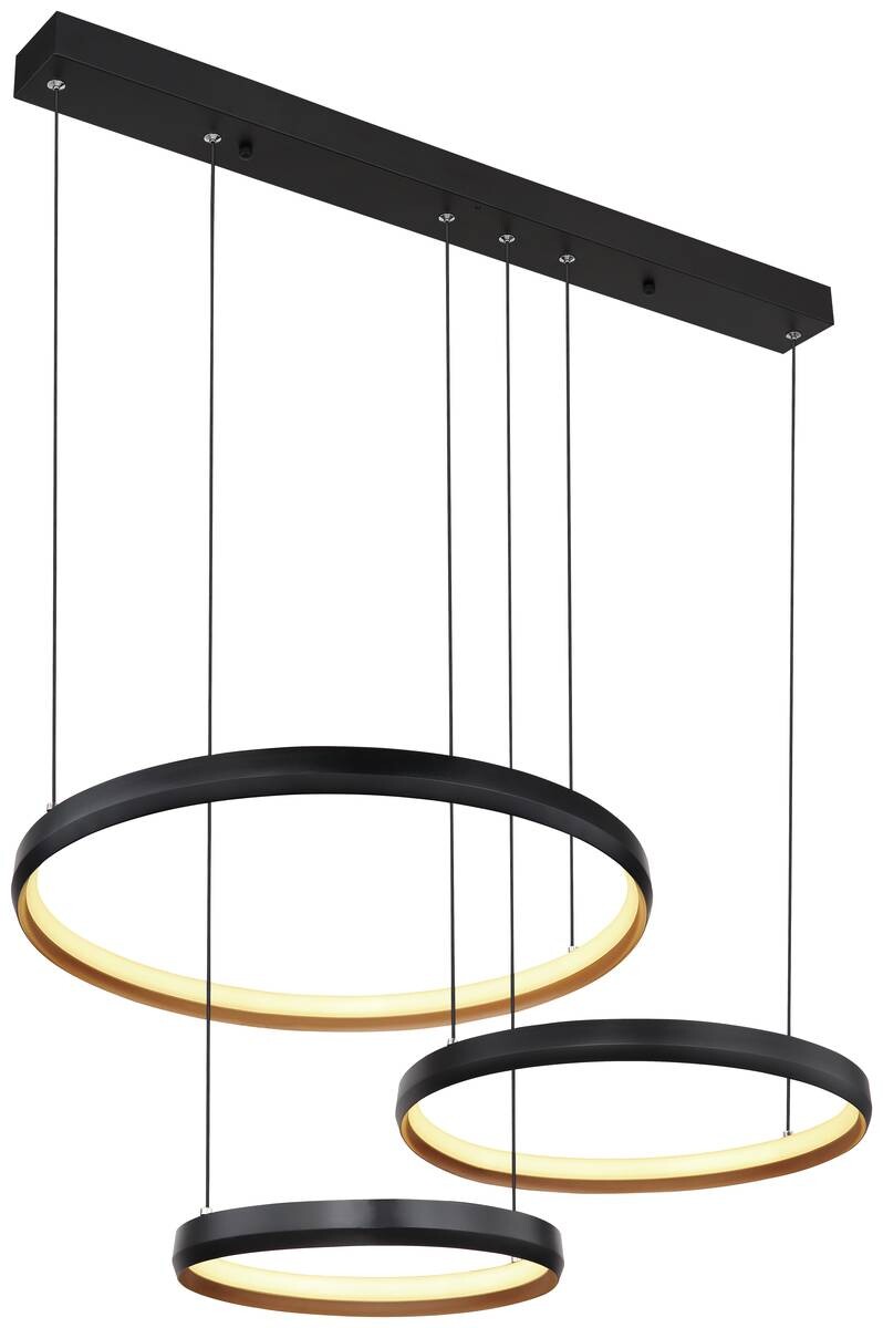 GLOBO Pendelleuchte 67193-55H Halli gold Opal schwarz Acryl Metall B/H/L: ca. 50,3x150x76,7 cm null 3 Brennstellen