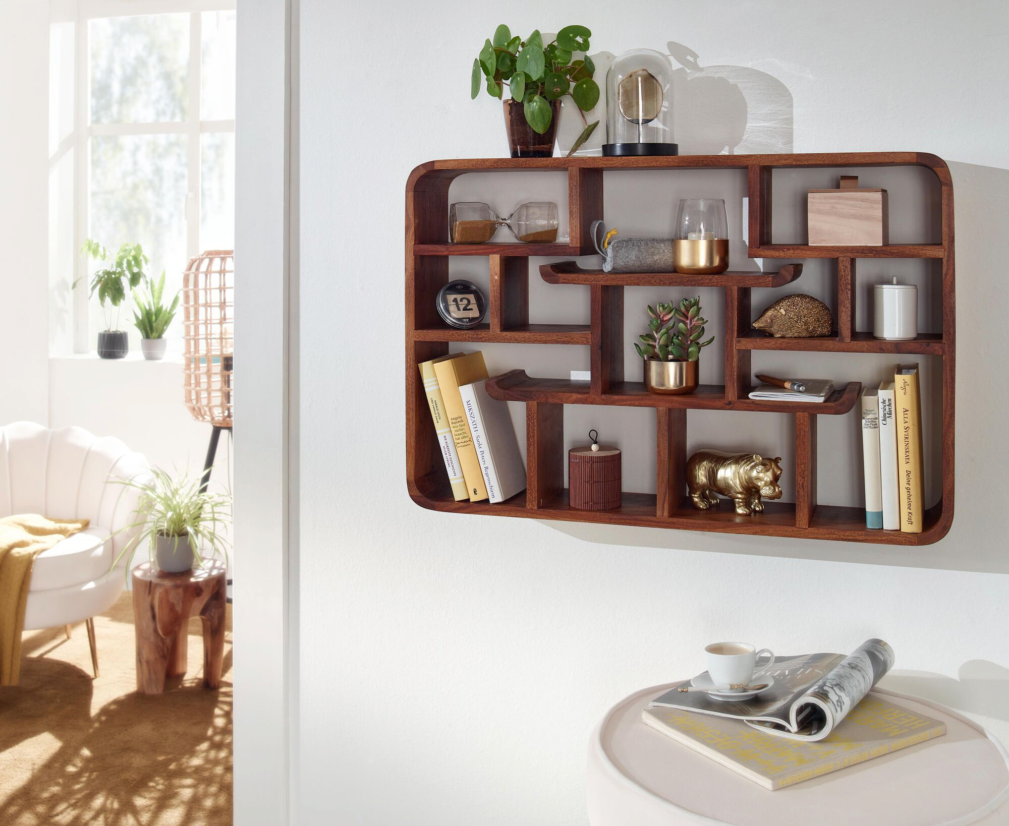 Wandregal rosenholz Holz B/H/T: ca. 80x55x15 cm