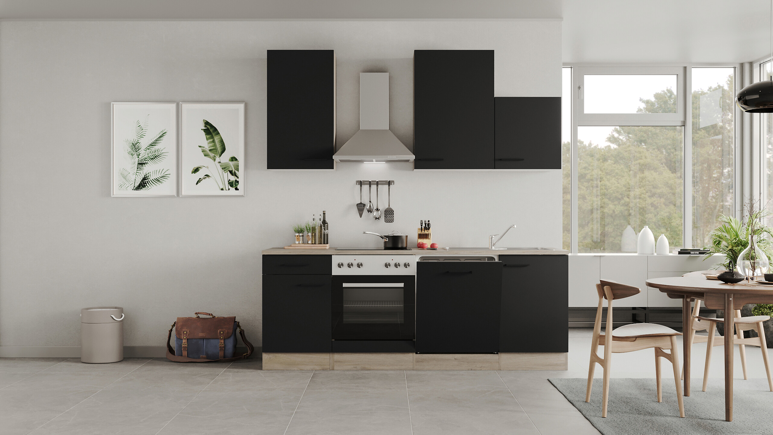 Küchenblock Capri schwarz matt B/H/T: ca. 220x234x60 cm