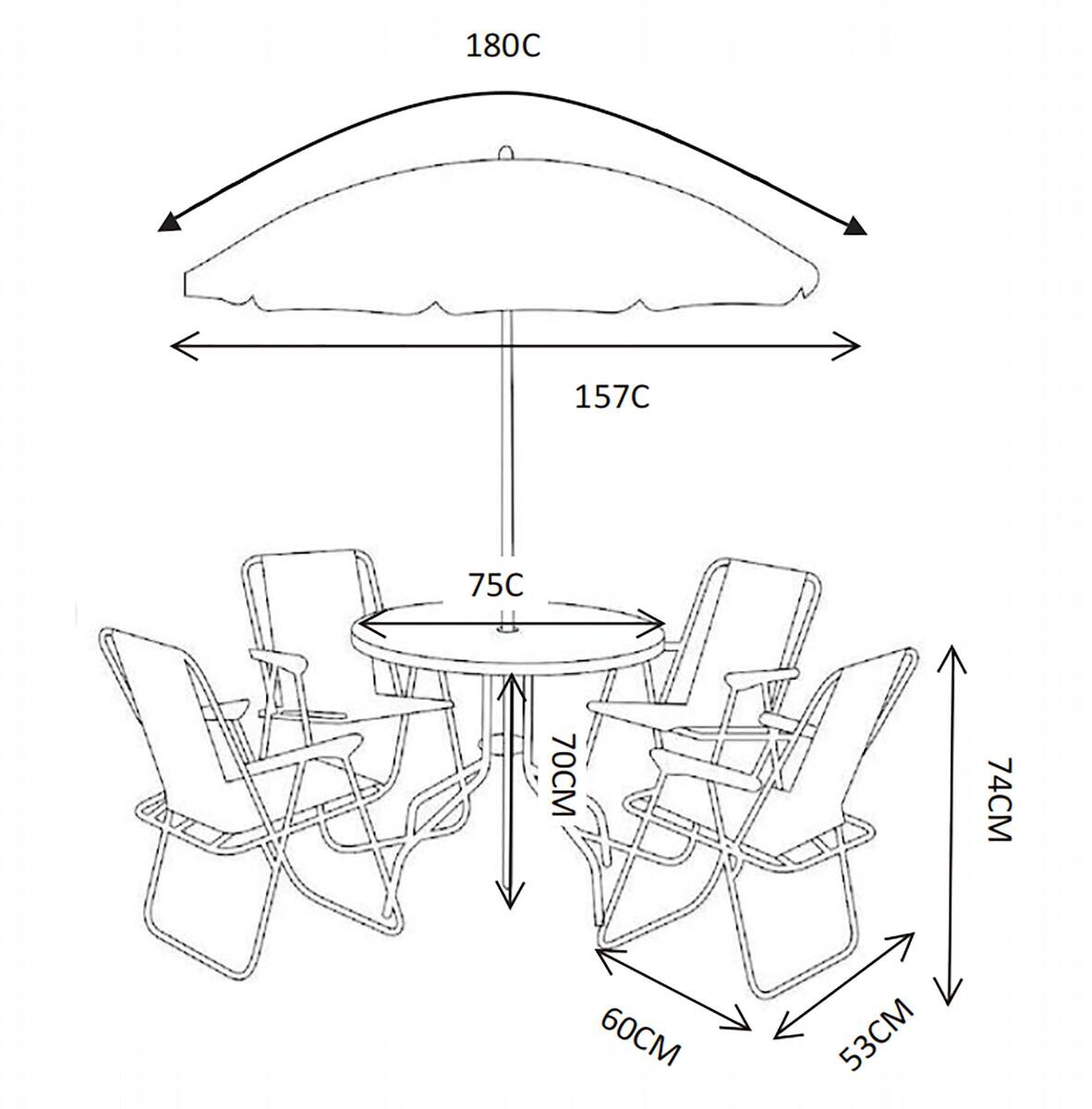 VCM Gartensitzgruppe Maxola schwarz Textilene B/H/L: ca. 75x74x75 cm