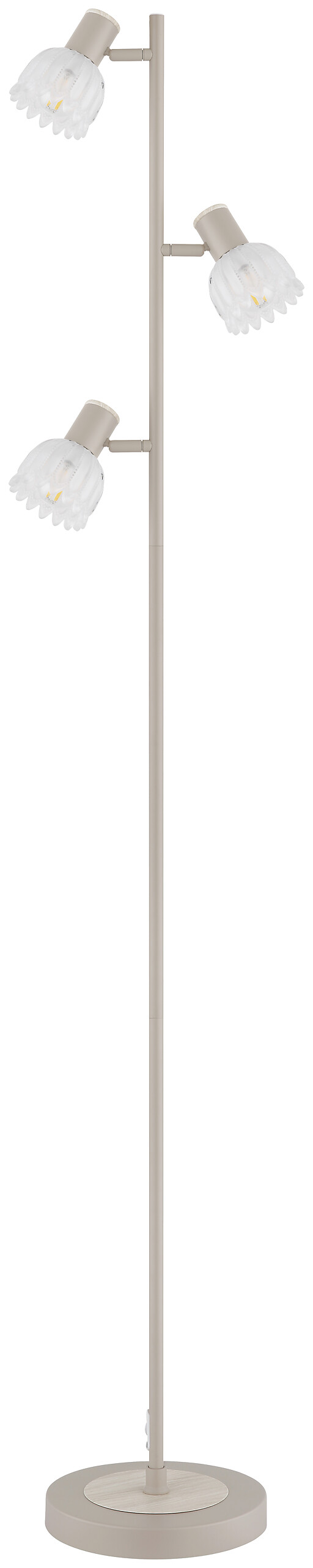 GLOBO Stehleuchte sand Glas Metall B/H/L: ca. 12x60x26 cm 3 Brennstellen