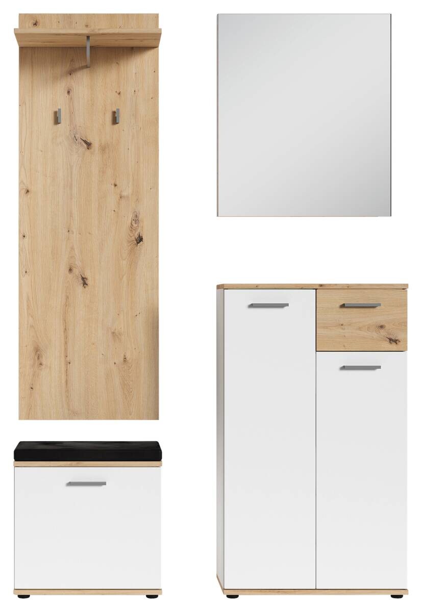 Garderobenset JAKOB Set 4-tlg. weiß Eiche