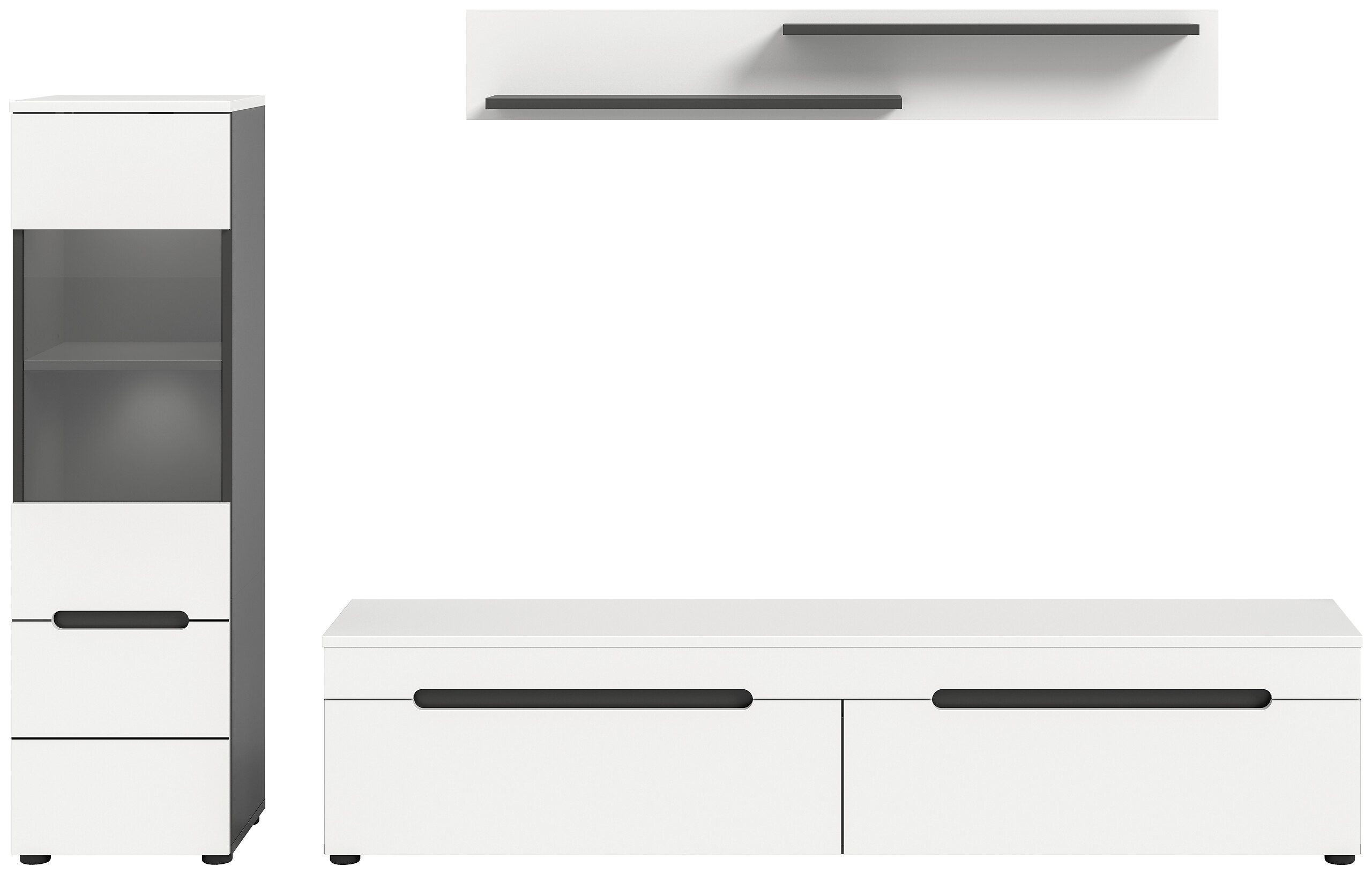 Wohnwand Canu basaltgrau weiß B/H/T: ca. 221x141x33 cm