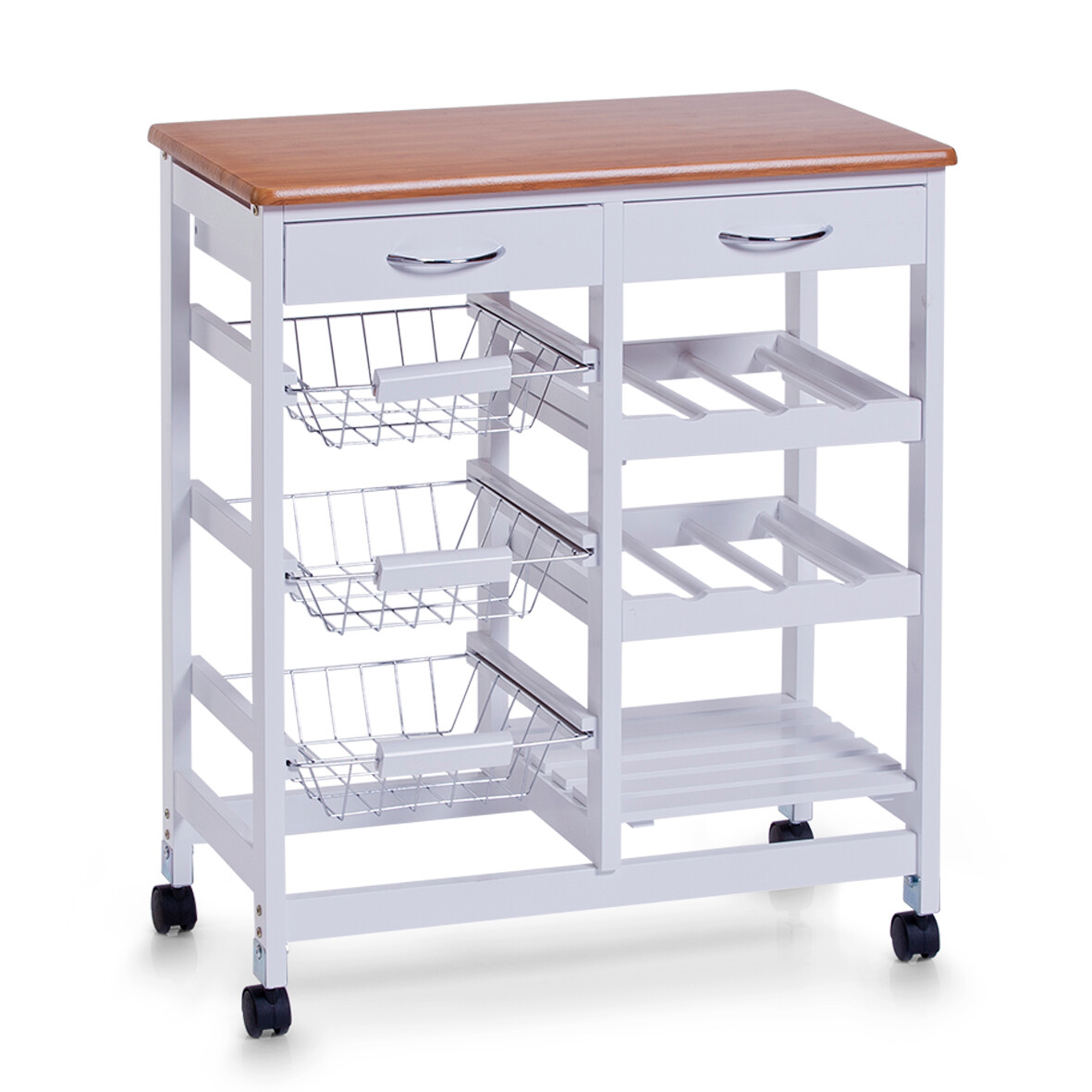 Zeller Küchenrollwagen weiß Bambus B/H/L: ca. 36x76x66 cm Zeller Küchenrollwagen weiß Bambus B/H/L: ca. 36x76x66 cm