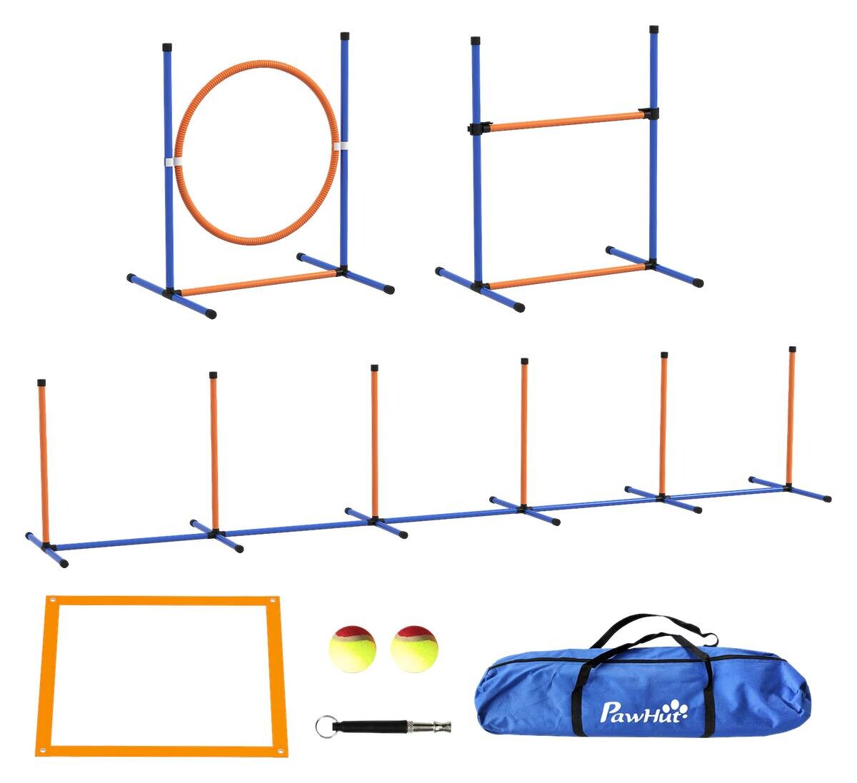 PawHut Hunde-Agility-Set orange Polyester-Mischgewebe B/H/L: ca. 66x69x352 cm