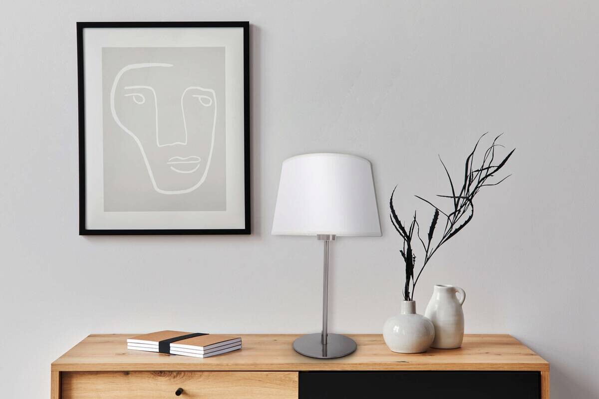 Näve Leuchten Tischleuchte 3189111 beige Kunststoff Metall Textil B/H/T: ca. 25x45x25 cm E27 1 Brennstellen