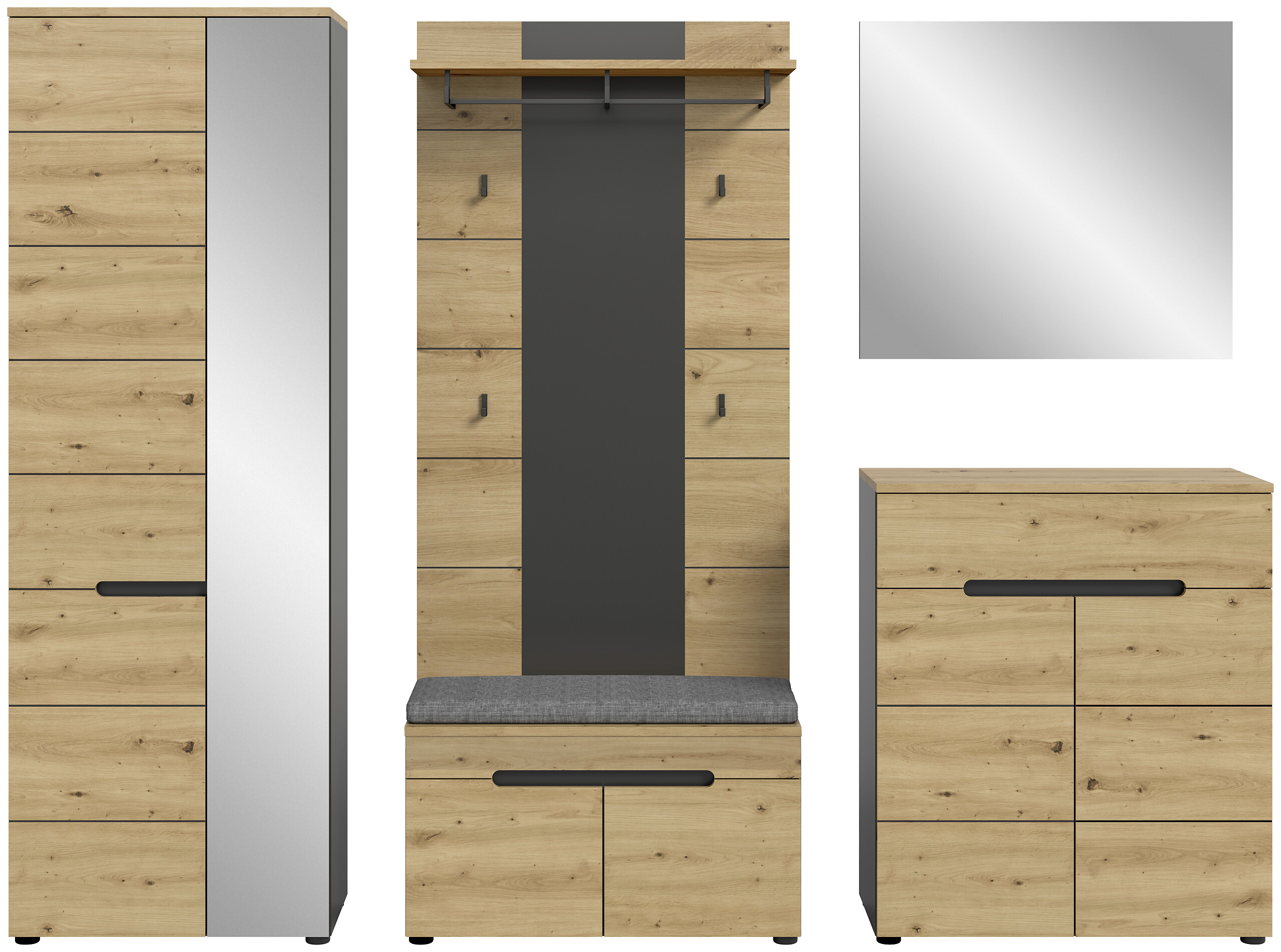 Garderobe Canu basaltgrau Nachbildung Artisan Nachbildung B/H/T: ca. 255x190x37 cm