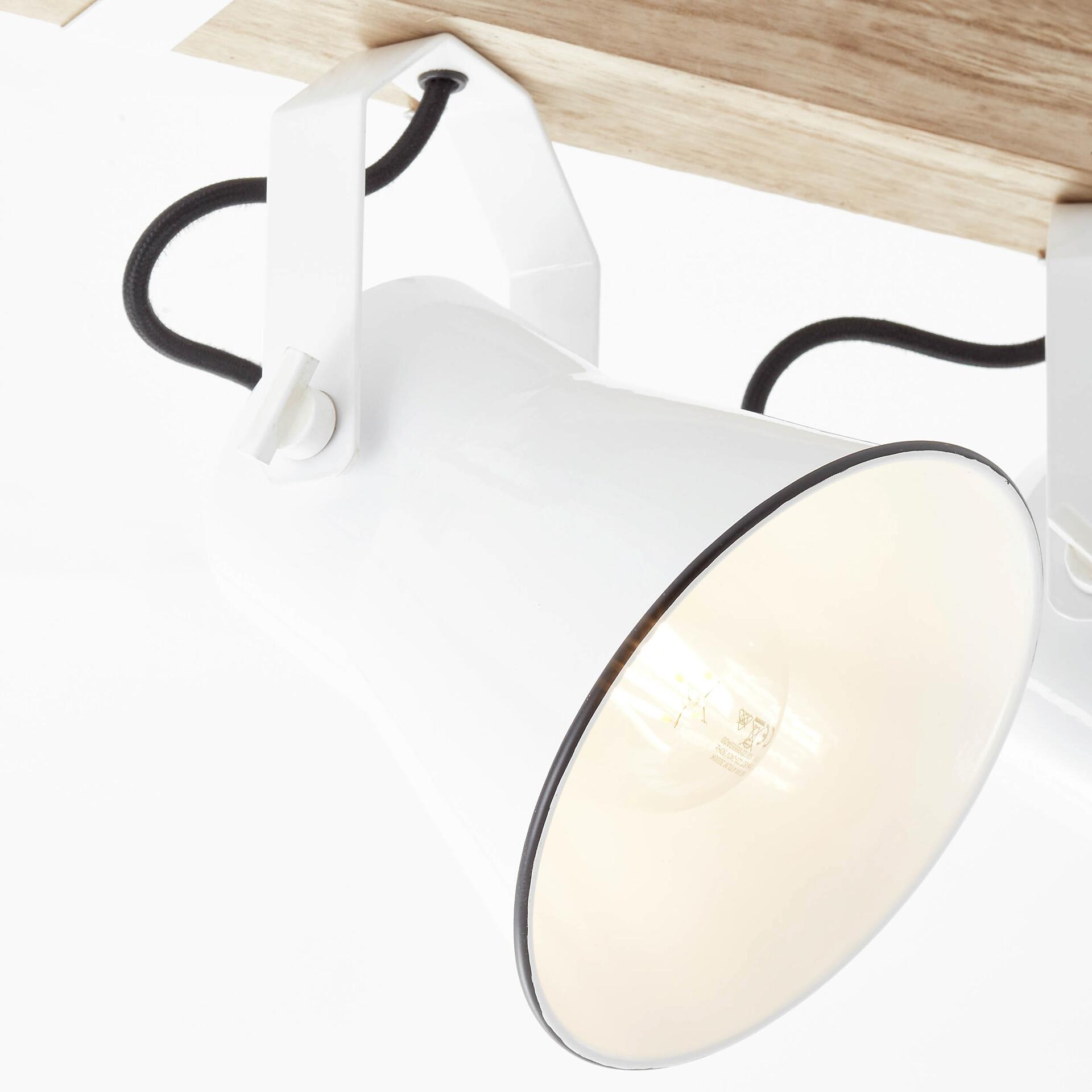 Brilliant Spotbalken Plow weiß natur Metall Holz B/H/T: ca. 40x24x17 cm E27 2 Brennstellen