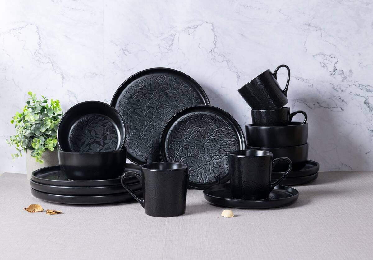 POCOline Kombiservice schwarz Porzellan 16 tlg.