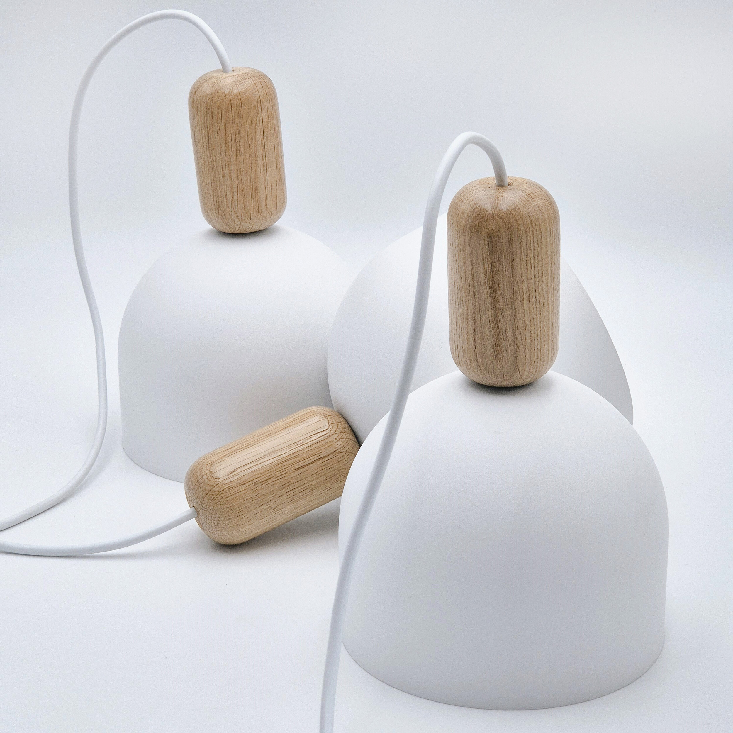 Lamkur Hängeleuchte Eiche weiß Stahl Holz B/H/L: ca. 15,5x85x59 cm E27 3 Brennstellen