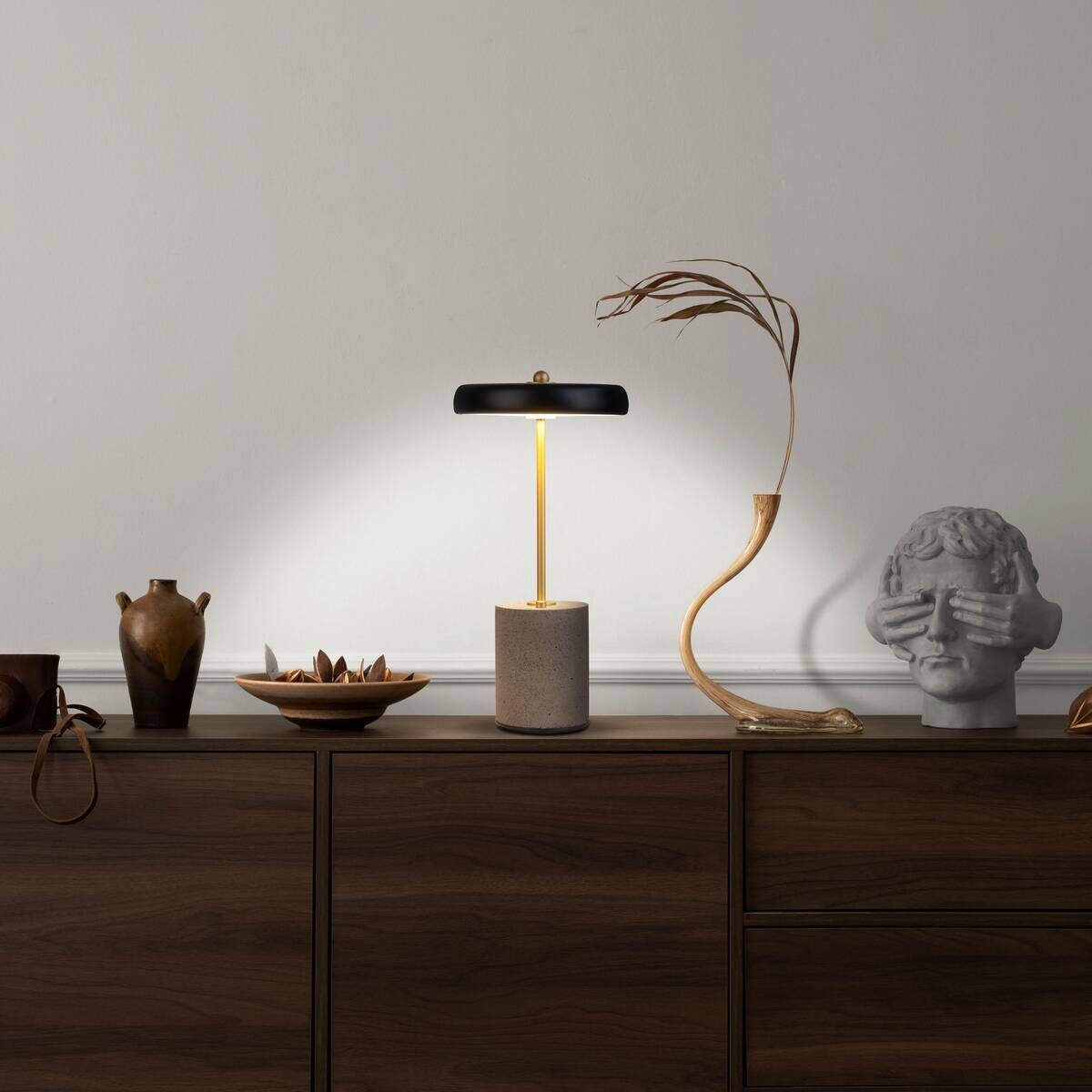 Näve Leuchten Tischleuchte 5306422 schwarz Metall Zement Kunststoff B/H/T: ca. 15x30x15 cm null 1 Brennstellen