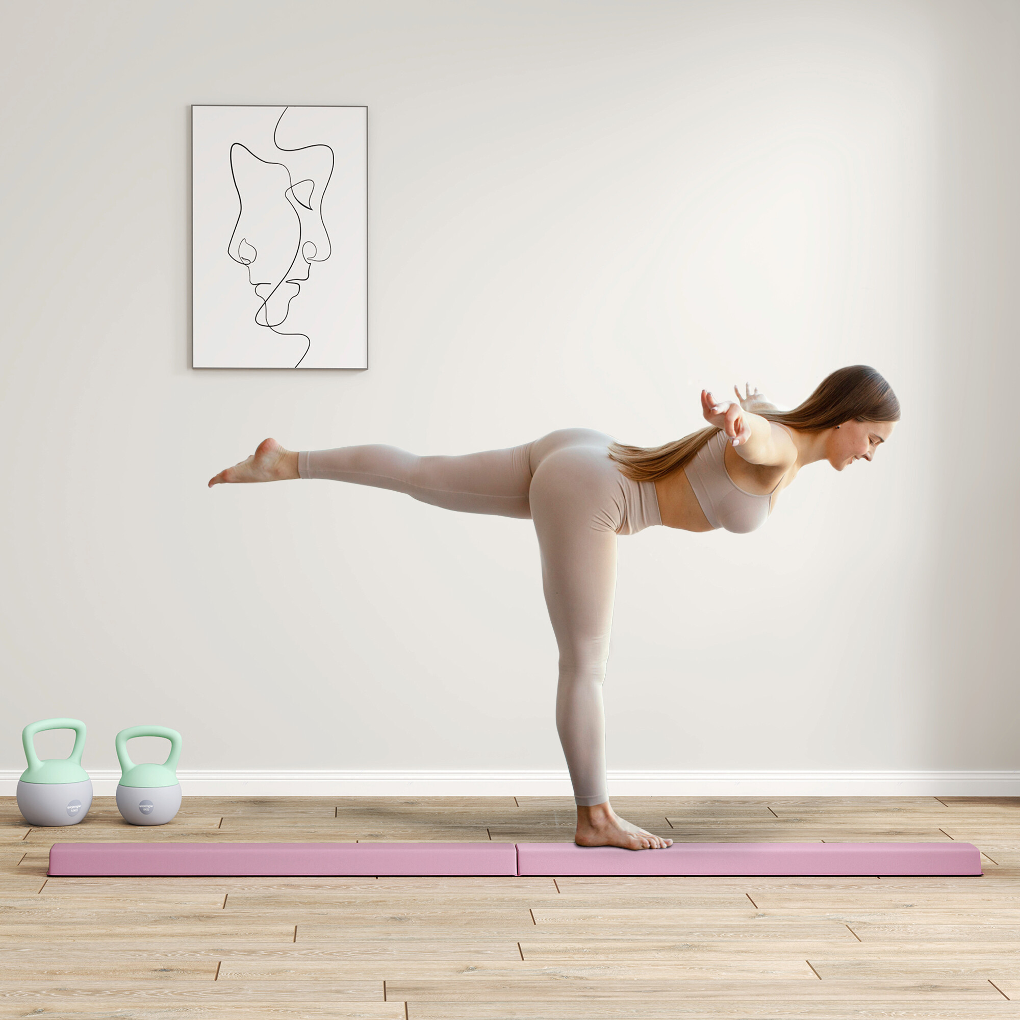 SPORTNOW Schwebebalken rosa Kunststoff B/H/L: ca. 15x6,5x236 cm