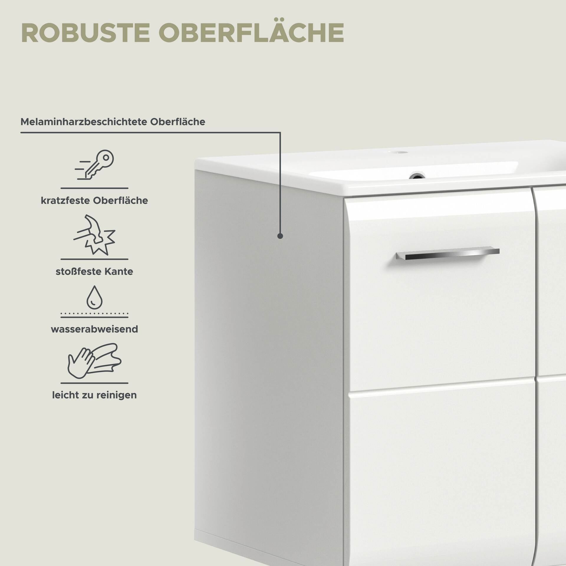 Badezimmer-Set Ice weiß weiß Hochglanz B/H/T: ca. 135x185x46 cm