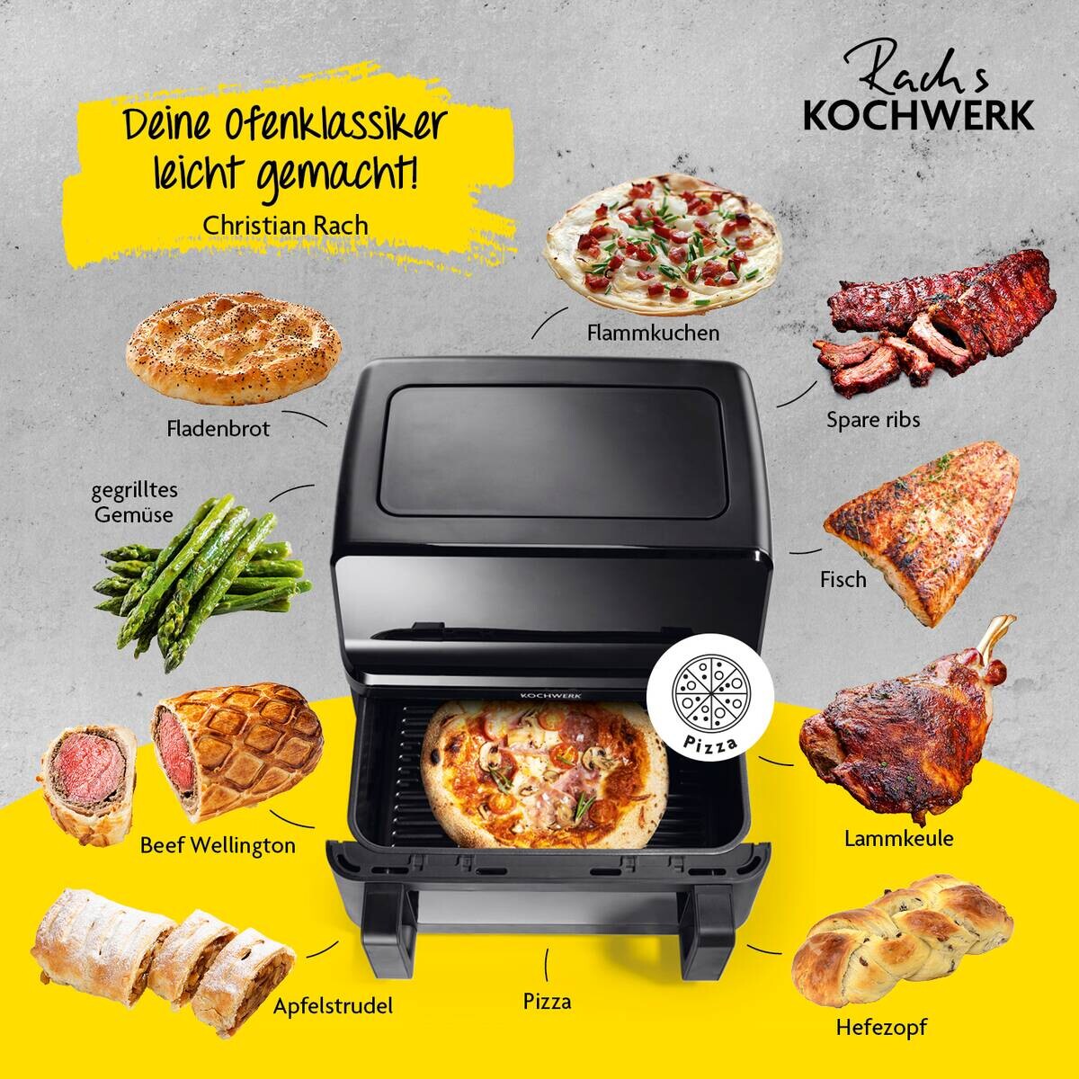 Rachs KOCHWERK Heißluftfritteuse 14349 schwarz Kunststoff B/H/L: ca. 37,5x38x30 cm ca. 9 l