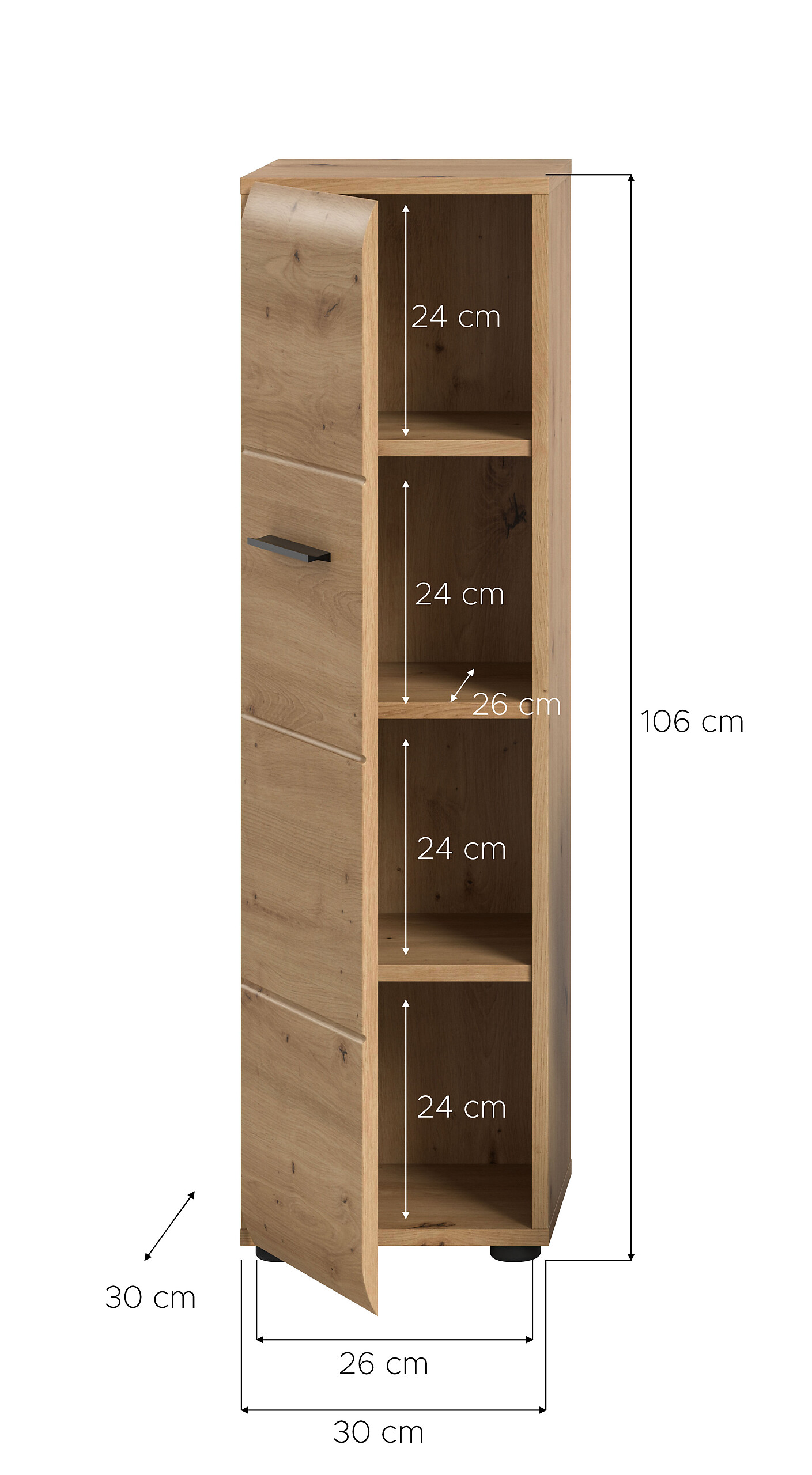 Stauraumelement Ice Artisan Oak Nachbildung B/H/T: ca. 30x106x30 cm