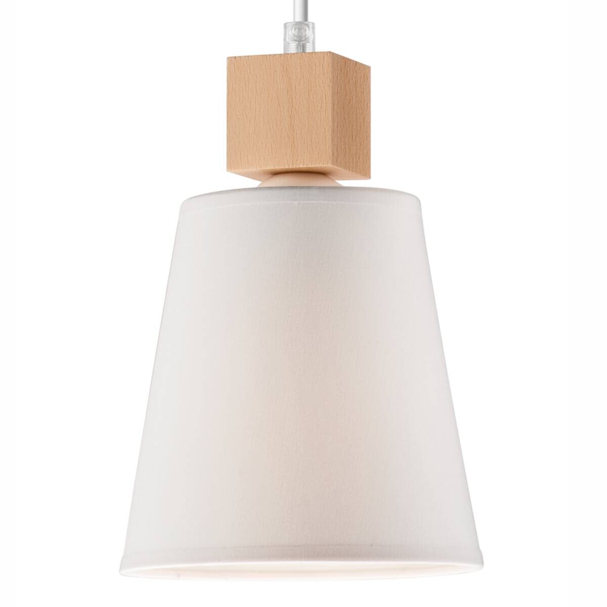 Lamkur Hängeleuchte weiß Stahl Holz B/H/L: ca. 31x17x31 cm E27 1 Brennstellen