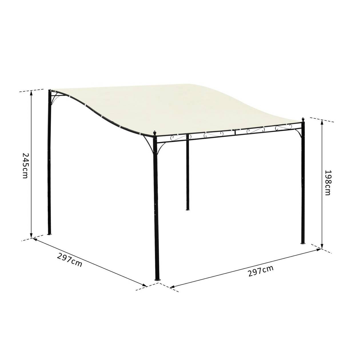 Outsunny Terrassenüberdachung creme Eisen B/H/L: ca. 297x245x297 cm