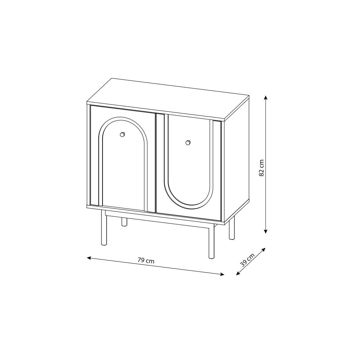 Kommode MAZOMA Eiche Kaschmirgrau Nachbildung gold Optik B/H/T: ca. 79x82x39 cm