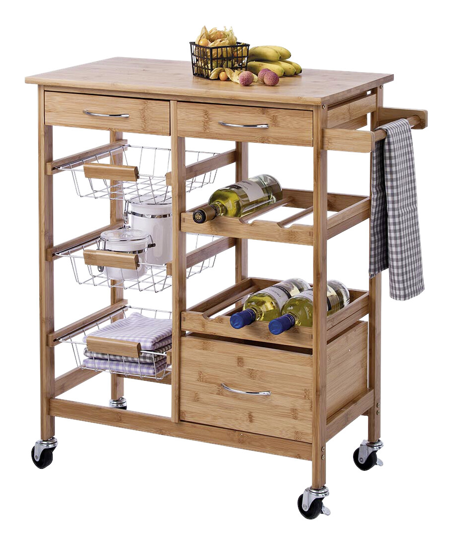 Zeller Küchenrollwagen braun Bambus B/H/L: ca. 36x84x66 cm