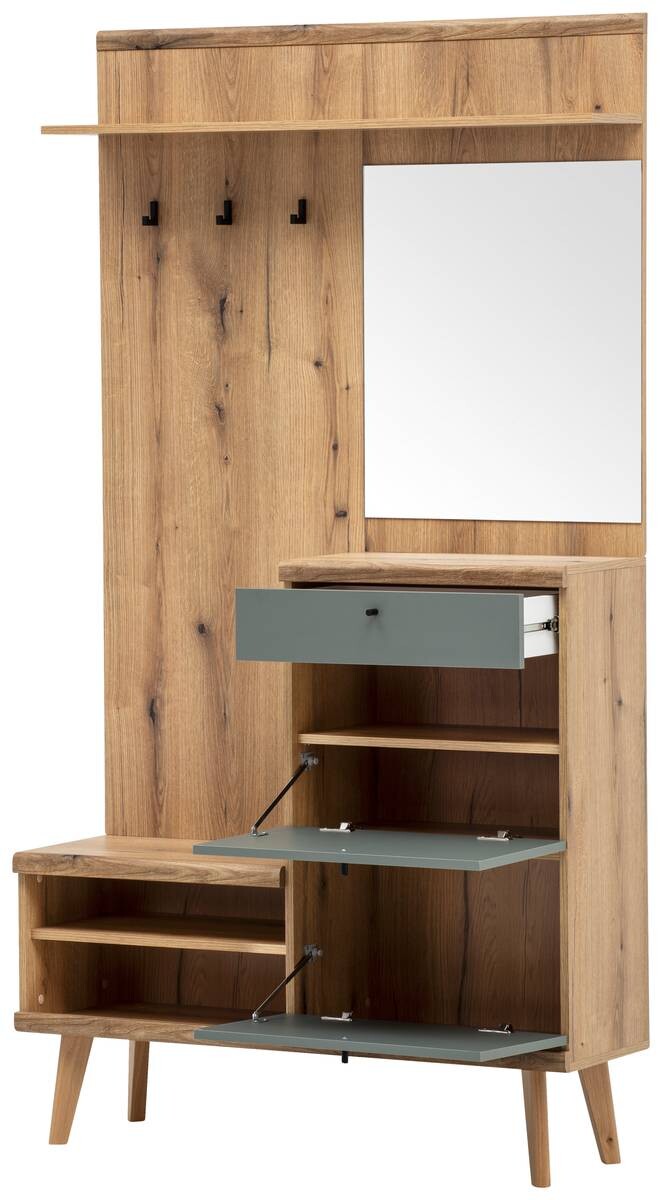 Kompaktgarderobe Alva Eiche Evoke Coast Nachbildung salbei B/H/T: ca. 110x200x34 cm