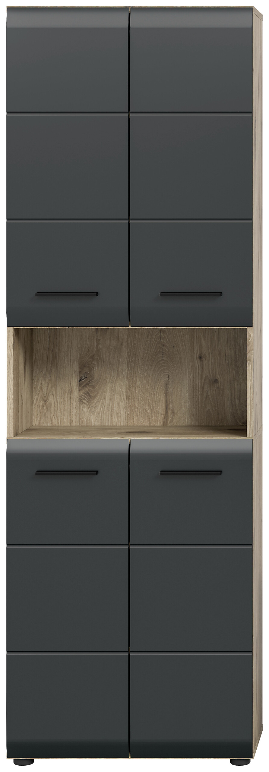 Hochschrank Ice Nox Oak Nachbildung schwarz matt B/H/T: ca. 60x185x30 cm