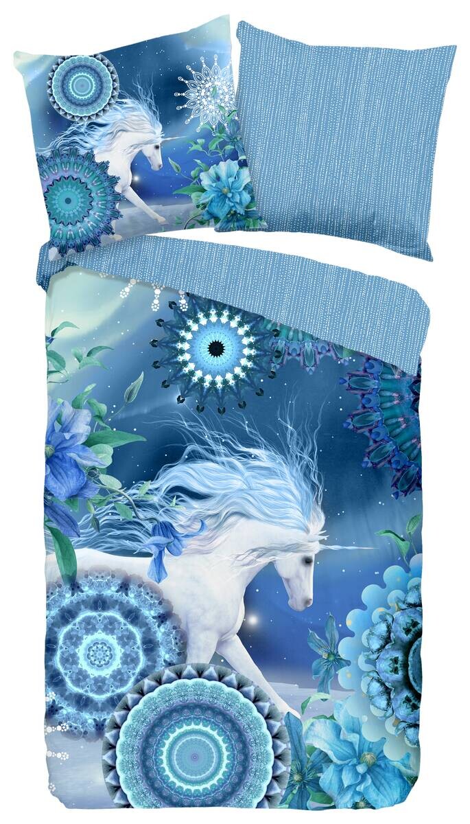 Baumwoll Bettwäsche Lumi Flanell blau Baumwolle B/L: ca. 155x220 cm