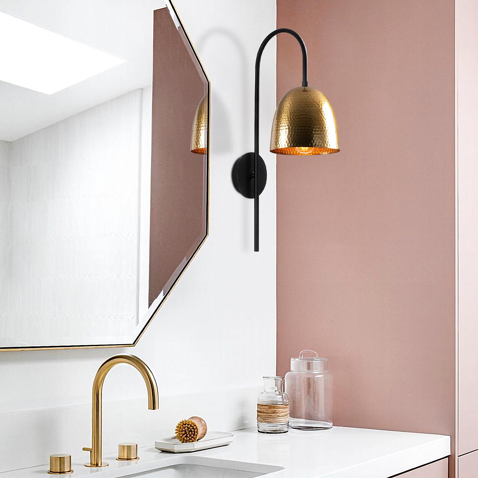 Opviq Wandleuchte schwarz Metall B/H/L: ca. 24x57x16 cm E27 1 Brennstellen