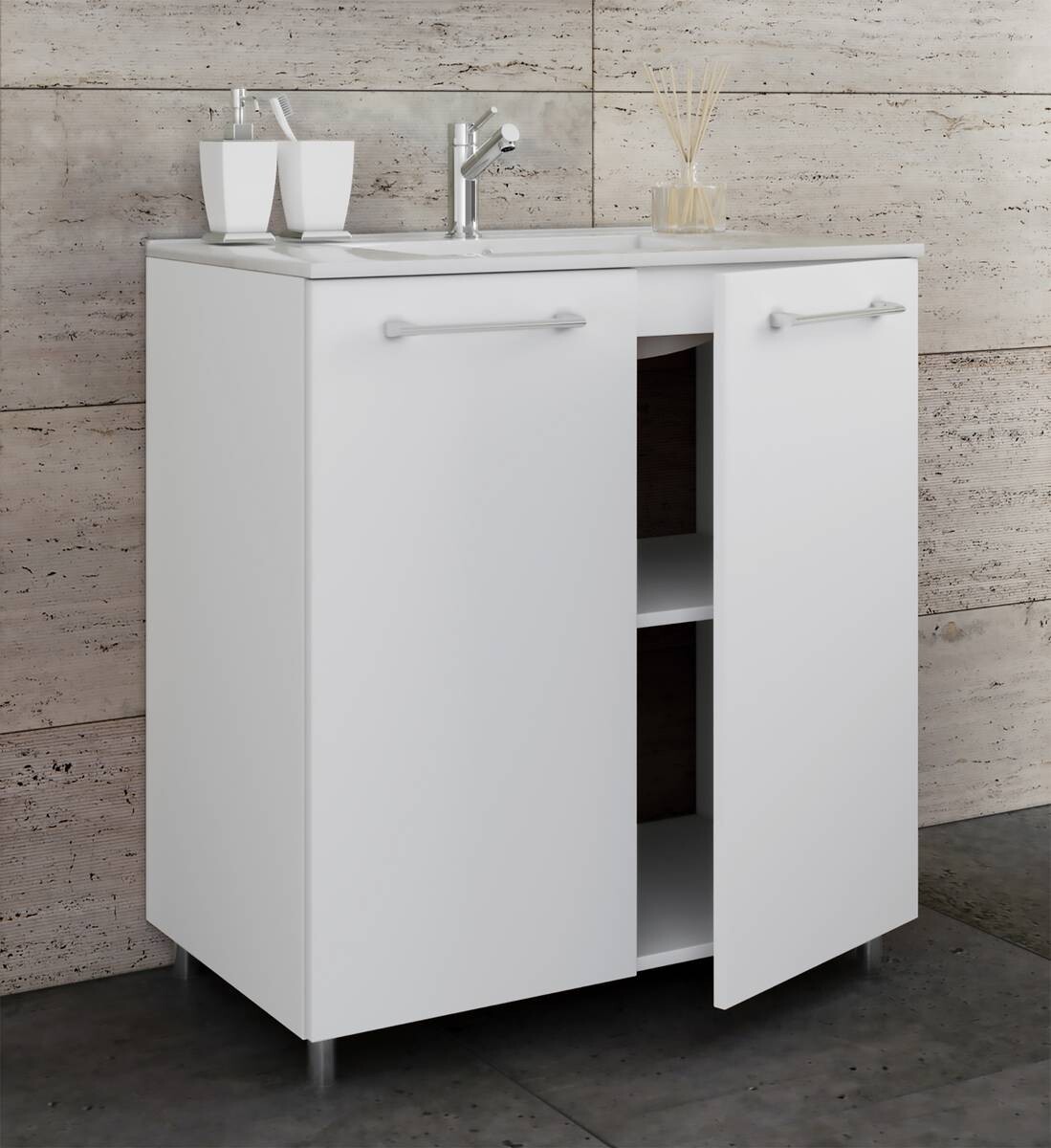 Badblock 2tlg-Gilos weiß weiß B/H/T: ca. 80x86x46 cm