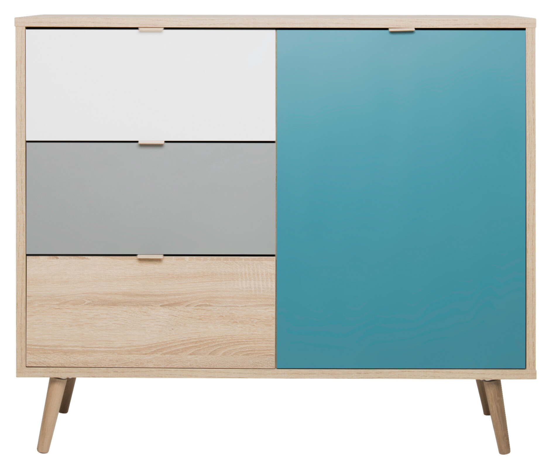 Kommode Cuba Eiche Sonoma Nachbildung weiß grau petrol B/H/T: ca. 103x87x40 cm