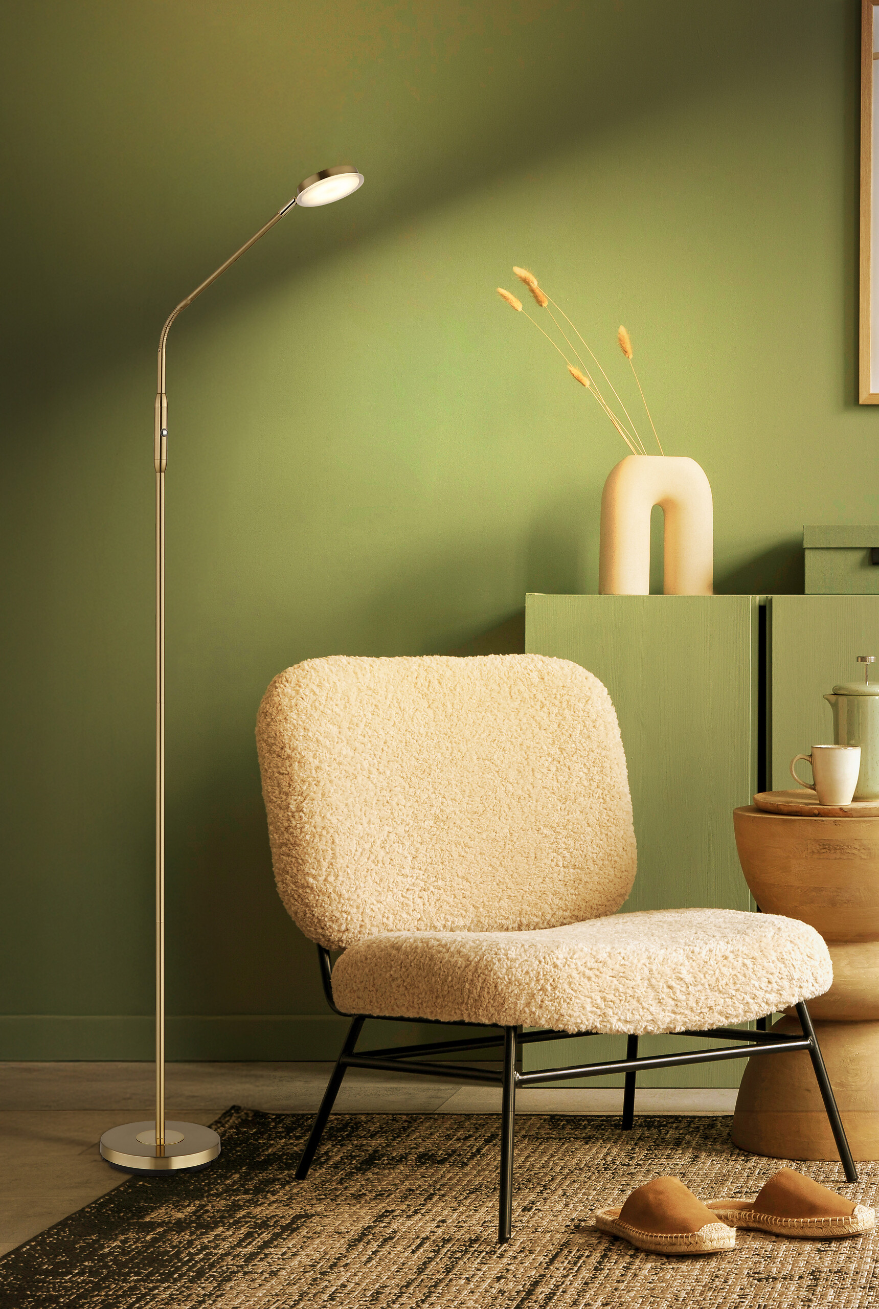 GLOBO Stehleuchte messing Metall B/H/L: ca. 20x173x52 cm 1 Brennstellen